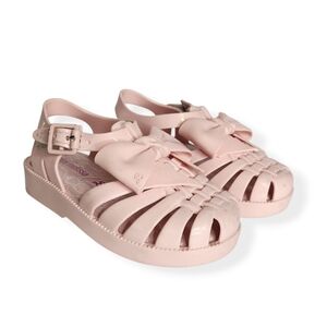 Mini Melissa x Barbie Collab Pink Jelly Shoes Sandals with Bow Girls Size 8